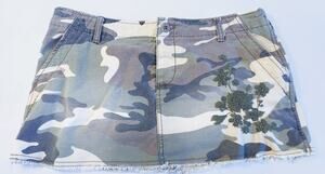 Vintage Y2K Roxy Mini Skirt Camo Floral Embroidered 100% Cotton Sz 12 Fast Ship